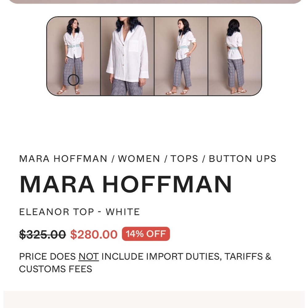 Mara Hoffman White Eleanor Top